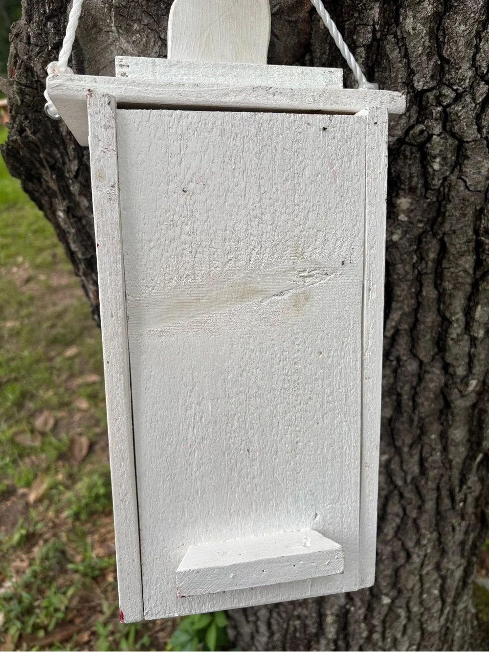 White Wooden Ghost bird house Hanging Decor